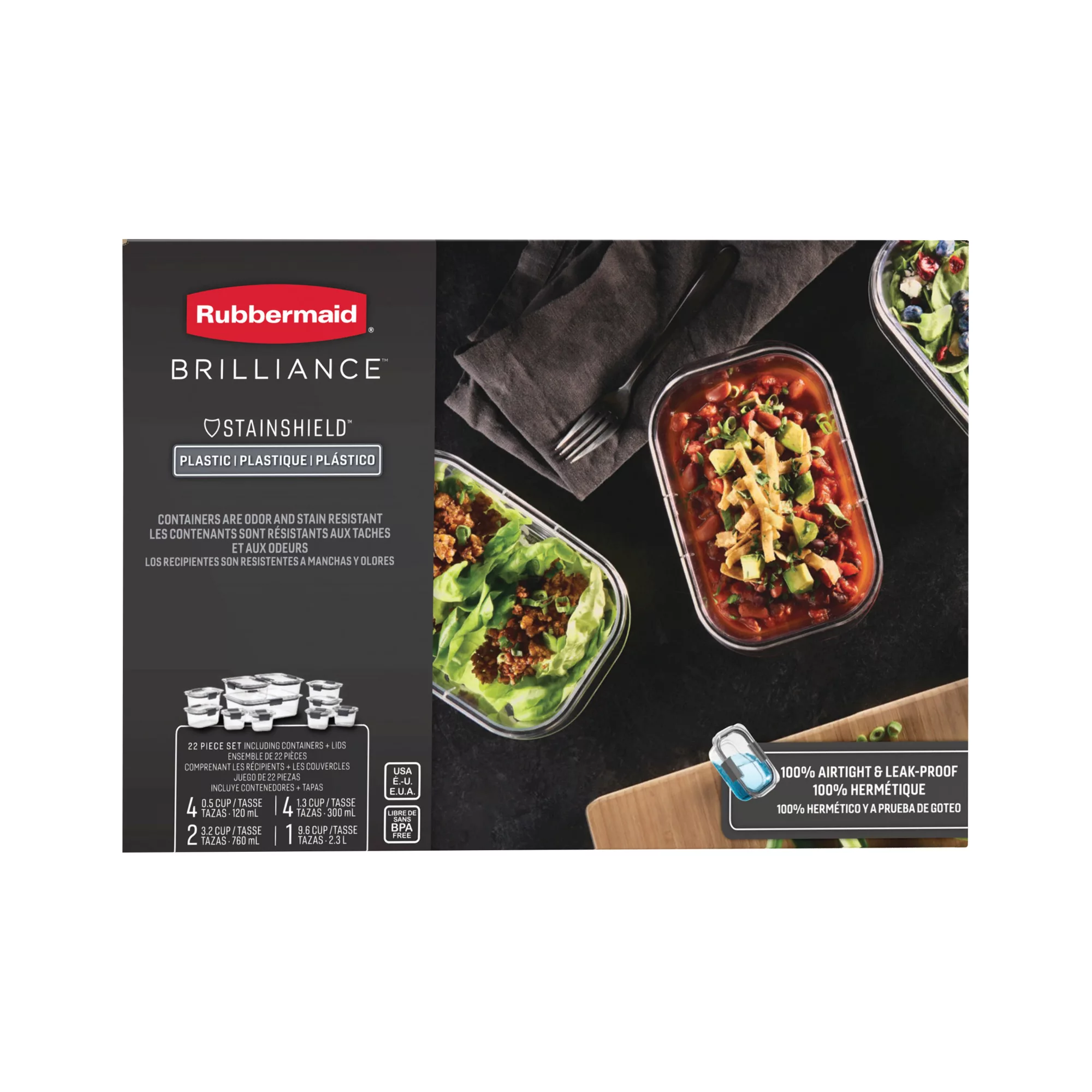 Rubbermaid Brilliance Food Storage Container Set 22-Piece